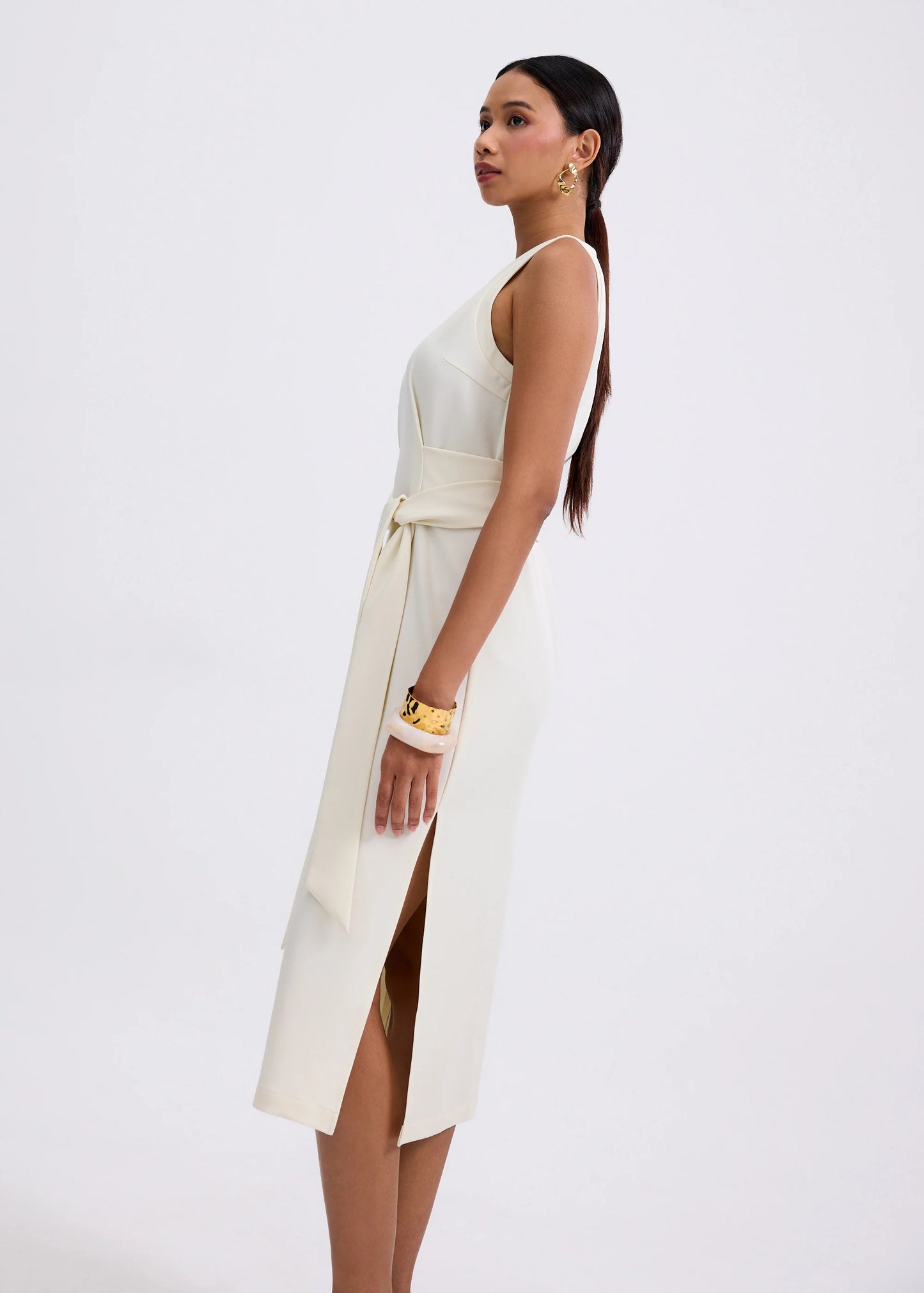 Poppy Round Neck Column Midi Dress