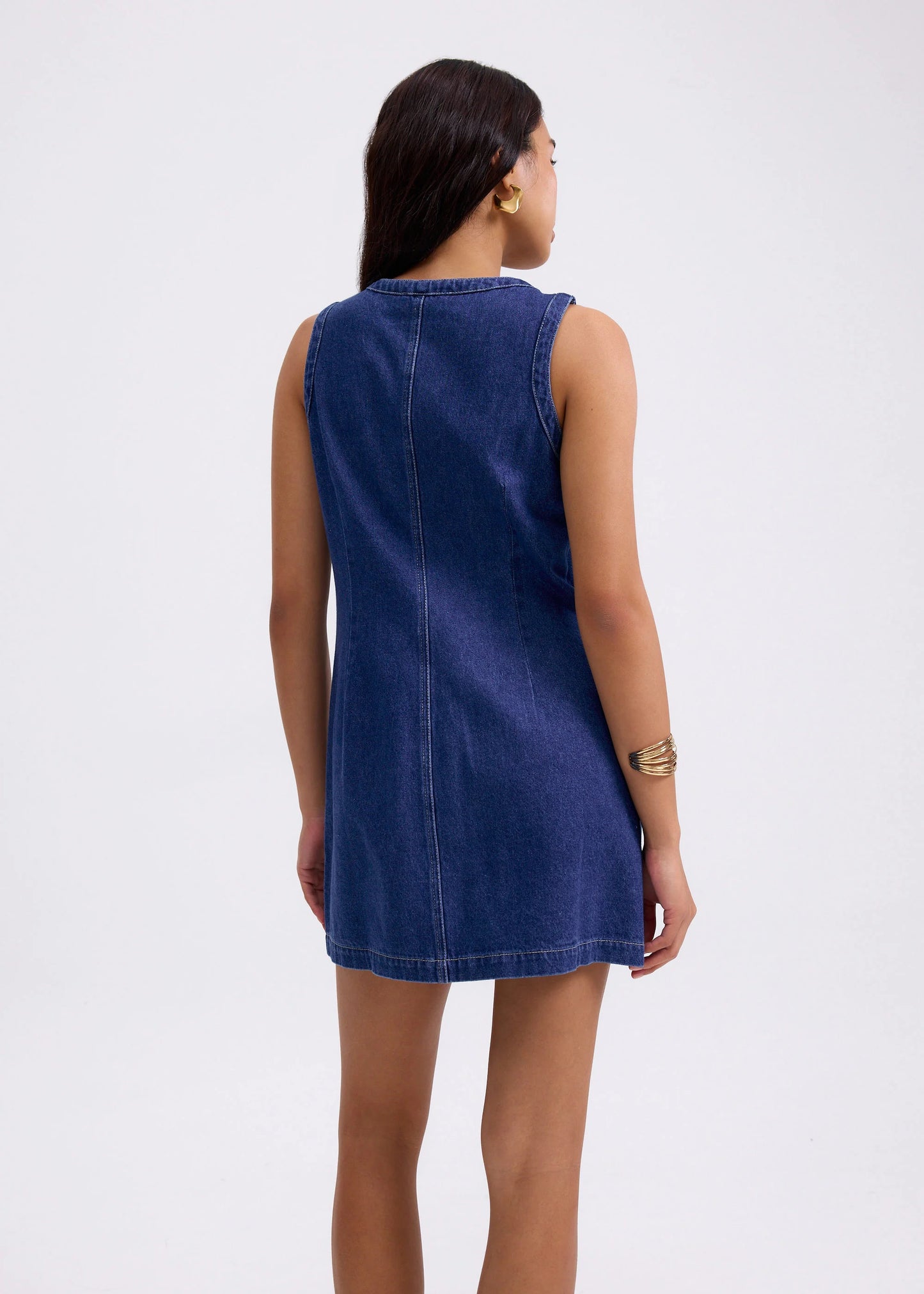 Denim Round Neck Shift Mini Dress