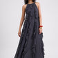 Georgette Halter Trapeze Frill Maxi Dress