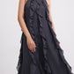 Georgette Halter Trapeze Frill Maxi Dress