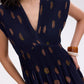 Padded Plisse V-neck Fit & Flare Maxi Dress in Brushed Dots