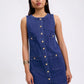 Denim Round Neck Shift Mini Dress