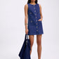 Denim Round Neck Shift Mini Dress