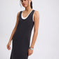Layered Knit Scoop Neck A-line Midaxi Dress
