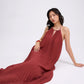 Pleated Trapeze Halter Midaxi Dress