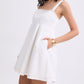 Denim Straight Neck Babydoll Mini Dress