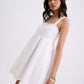 Denim Straight Neck Babydoll Mini Dress