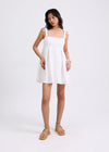 Denim Straight Neck Babydoll Mini Dress
