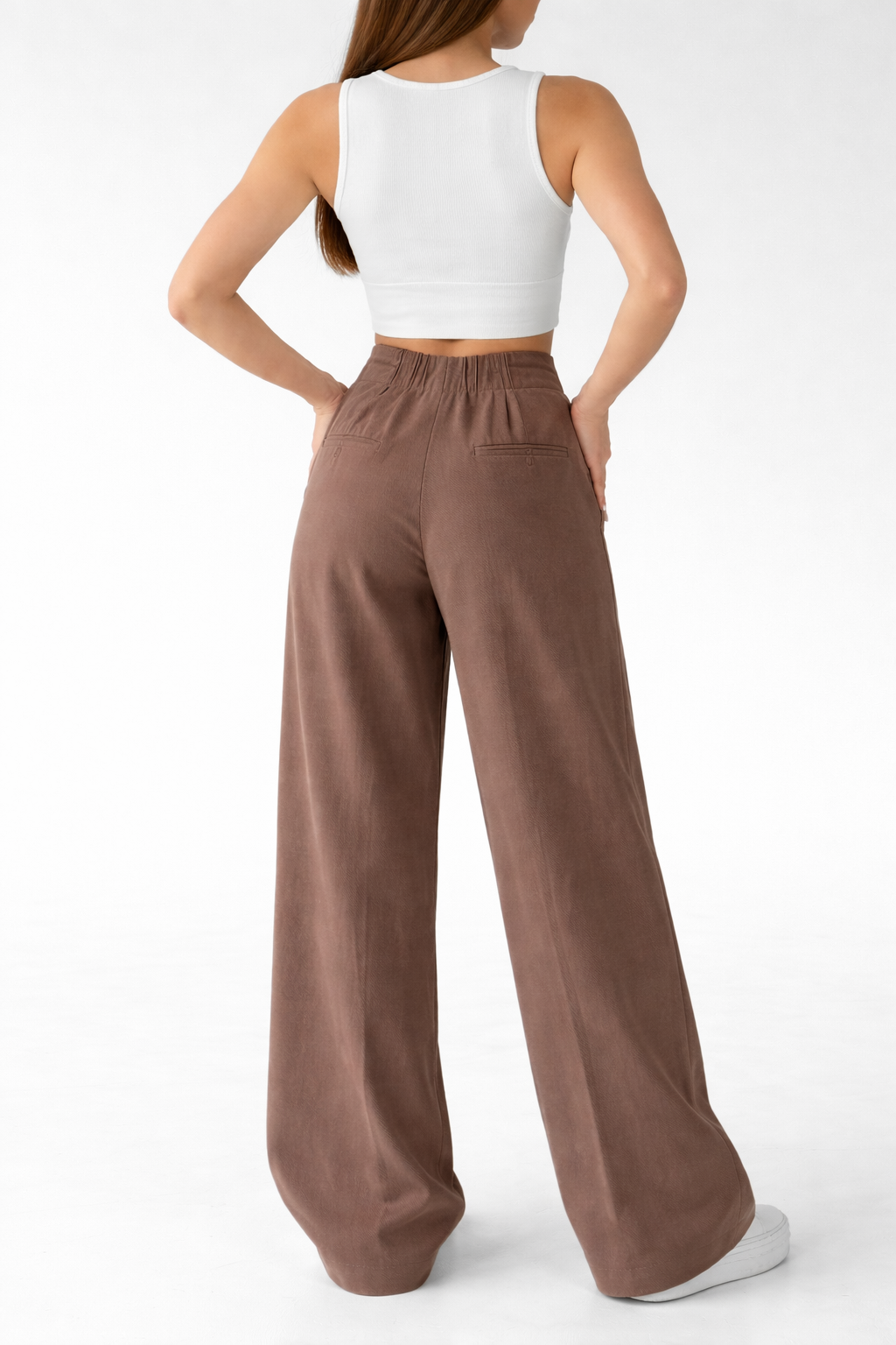 Belleci Cocoa Wrapline High Waist Wide Leg Trouser
