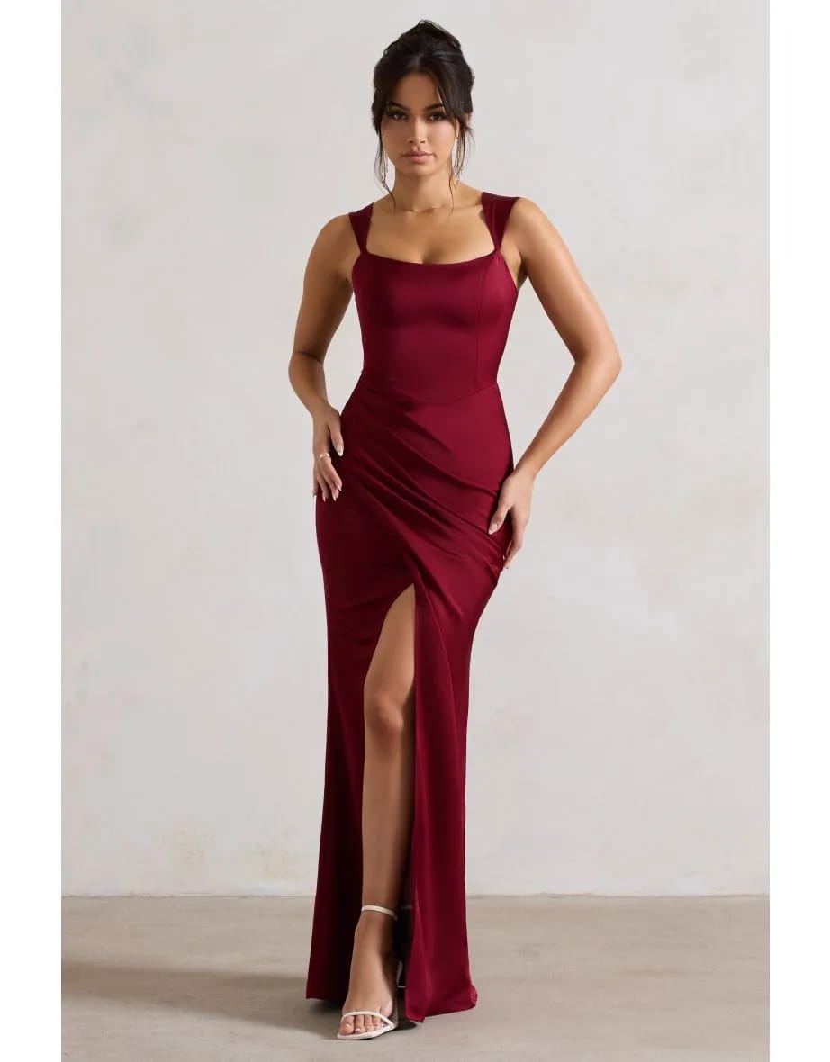Bold Burgundy Party Gown By Belleci