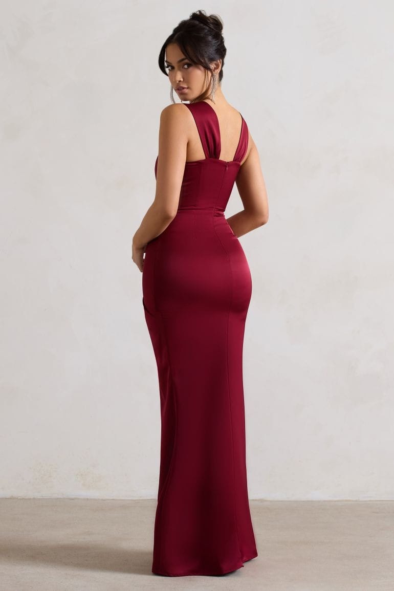 Bold Burgundy Party Gown By Belleci