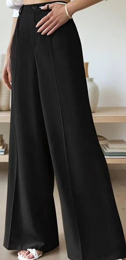 Black High-Waist Wide Leg Trousers By Belleci