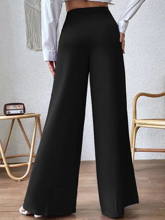 Black High-Waist Wide Leg Trousers By Belleci