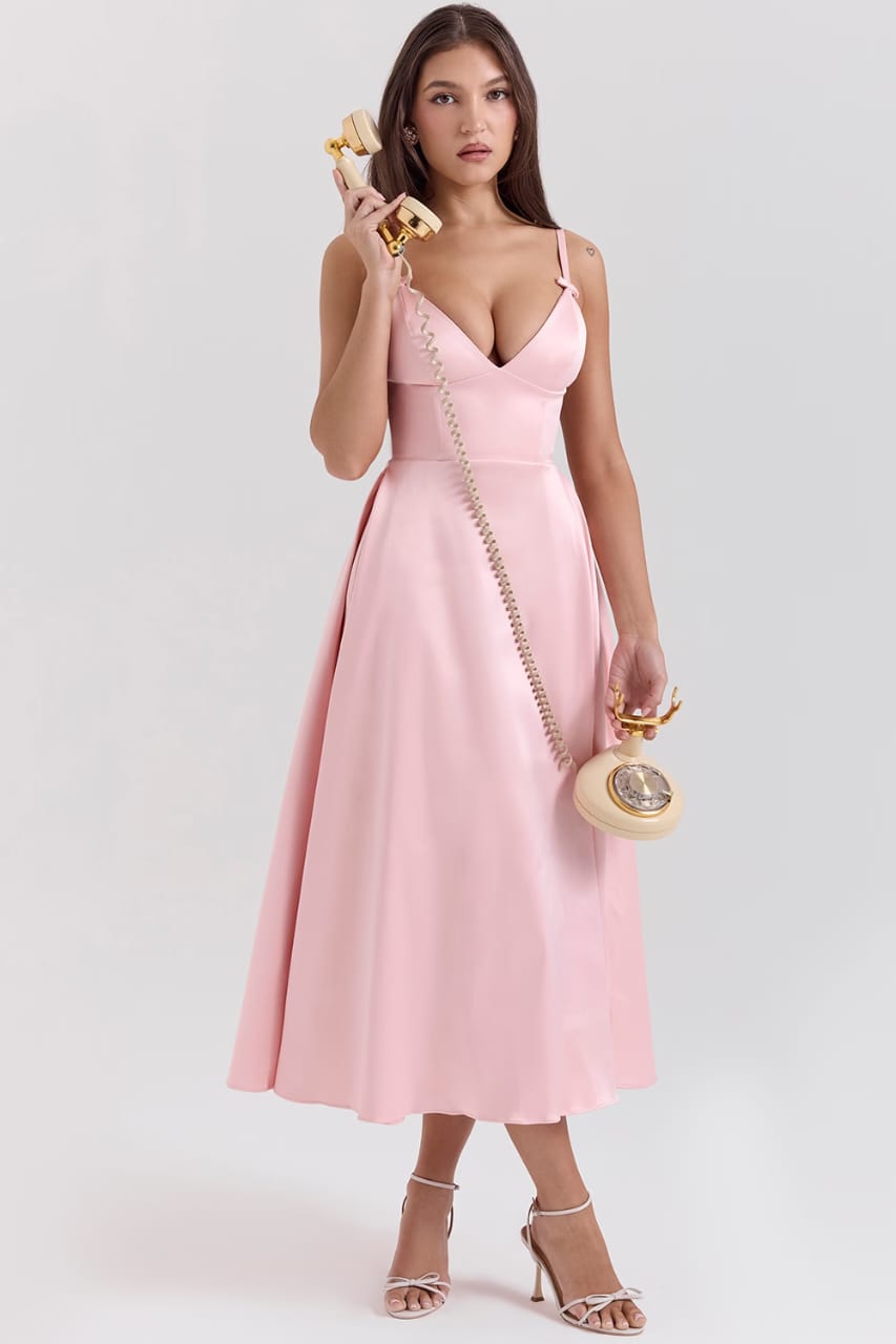 Blush Elegance Midi Dress