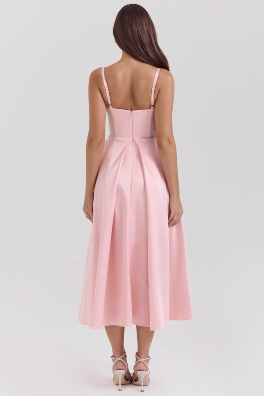 Blush Satin Midi Dress By Belleci