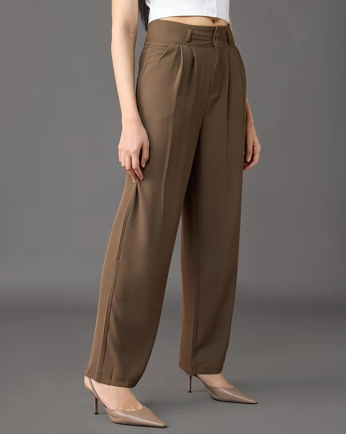 Brown Classic Tailored Pants for Women By Belleci