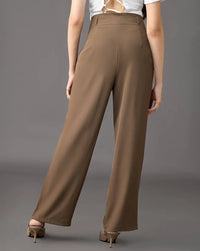 Belleci Brown Signature High Waist Wide Leg Trouser image 5