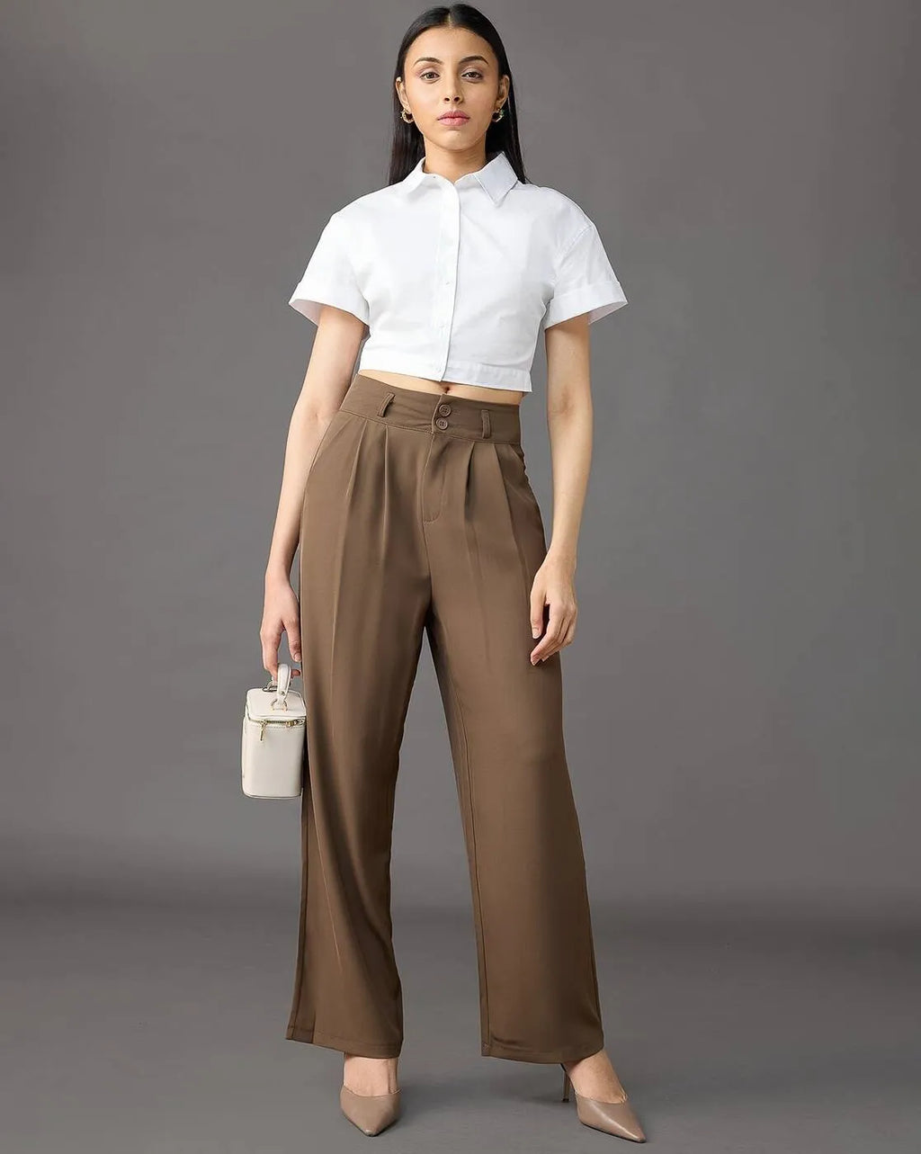 Brown Classic Tailored Pants for Women By Belleci
