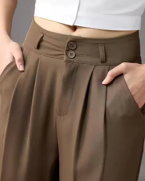 Brown Classic Tailored Pants for Women By Belleci