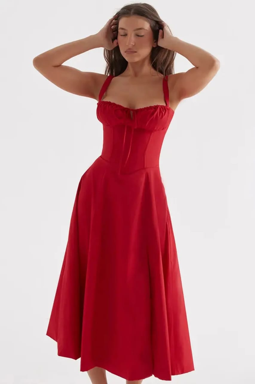Eterna Red Sculpted Dress by Belleci