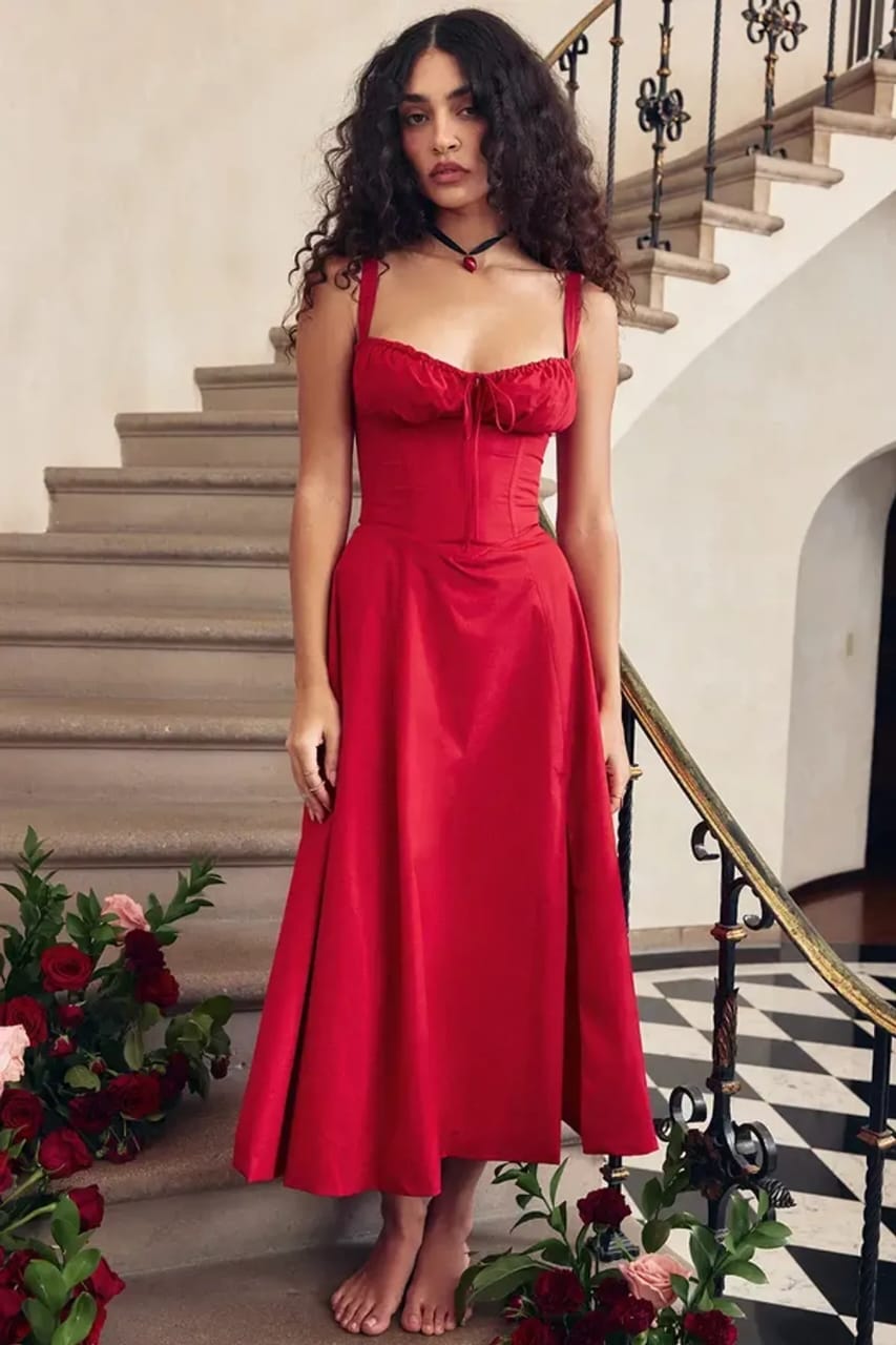 Eterna Red Sculpted Dress by Belleci