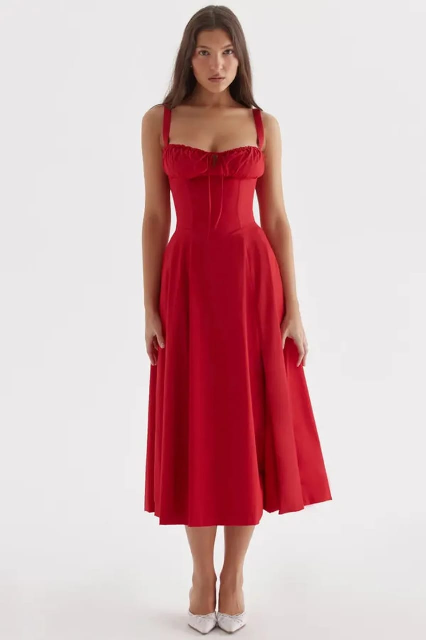 Eterna Red Sculpted Dress by Belleci