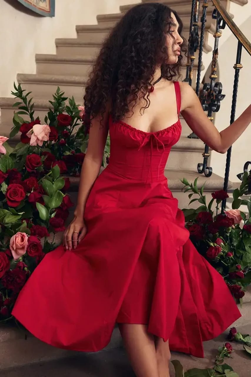 Eterna Red Sculpted Dress by Belleci