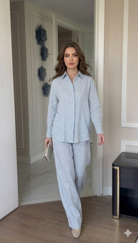 Belleci Sky Blue Signature Linen Relaxed Co-ord Set image 3
