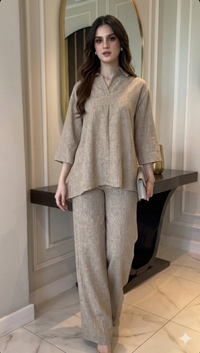 Beige Linen Grace Two-Piece Set By Belleci image 3