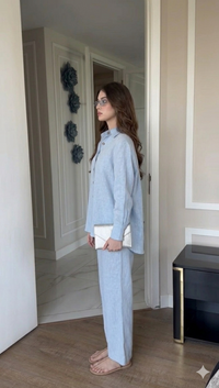 Belleci Sky Blue Signature Linen Relaxed Co-ord Set image 5