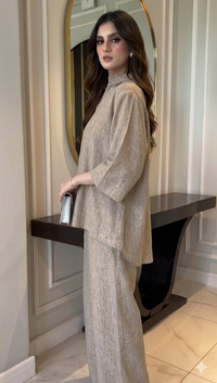 Beige Linen Grace Two-Piece Set By Belleci image 5