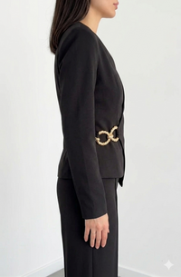 Belleci Noir Co-Ord Set – Asymmetric Blazer & Wide-Leg Trousers image 4