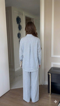 Belleci Sky Blue Signature Linen Relaxed Co-ord Set image 6