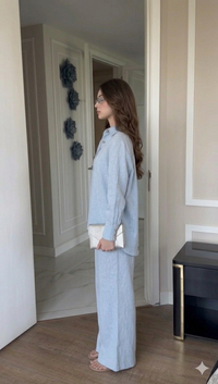 Belleci Sky Blue Signature Linen Relaxed Co-ord Set image 4