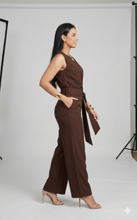 Belleci Cocoa Wrap Co-Ord Set – Sleeveless Top with Tie-Up Waist & Wide-Leg Trousers image 4