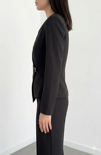 Belleci Noir Co-Ord Set – Asymmetric Blazer & Wide-Leg Trousers image 5