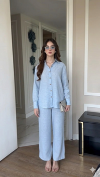 Belleci Sky Blue Signature Linen Relaxed Co-ord Set image 1