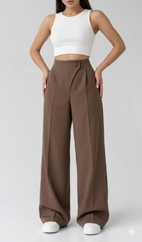 Belleci Cocoa Wrapline High Waist Wide Leg Trouser image 2