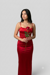 Crimson Allure Satin Bodycon Midi Dress by Belleci image 3
