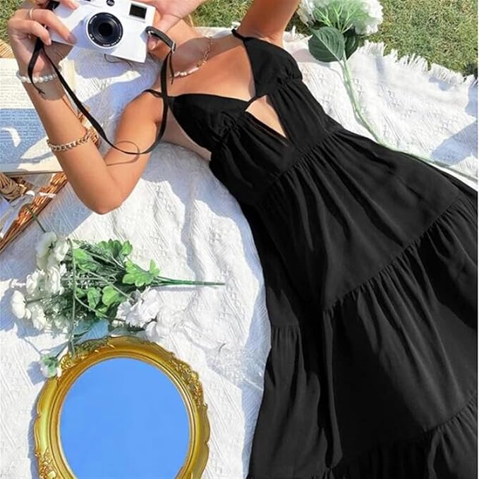 Midnight Breeze Flowing Black Maxi Dress by Belleci