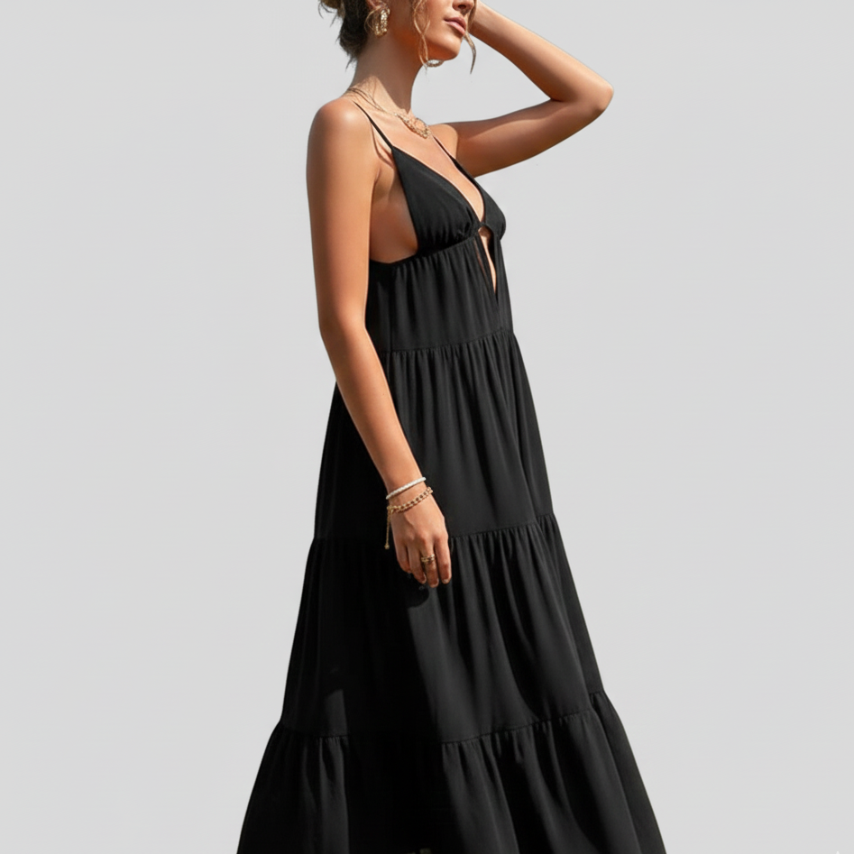 Midnight Breeze Flowing Black Maxi Dress by Belleci