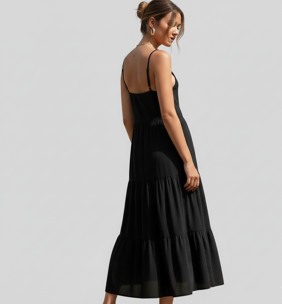 Midnight Breeze Flowing Black Maxi Dress by Belleci