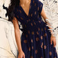 Padded Plisse V-neck Fit & Flare Maxi Dress in Brushed Dots