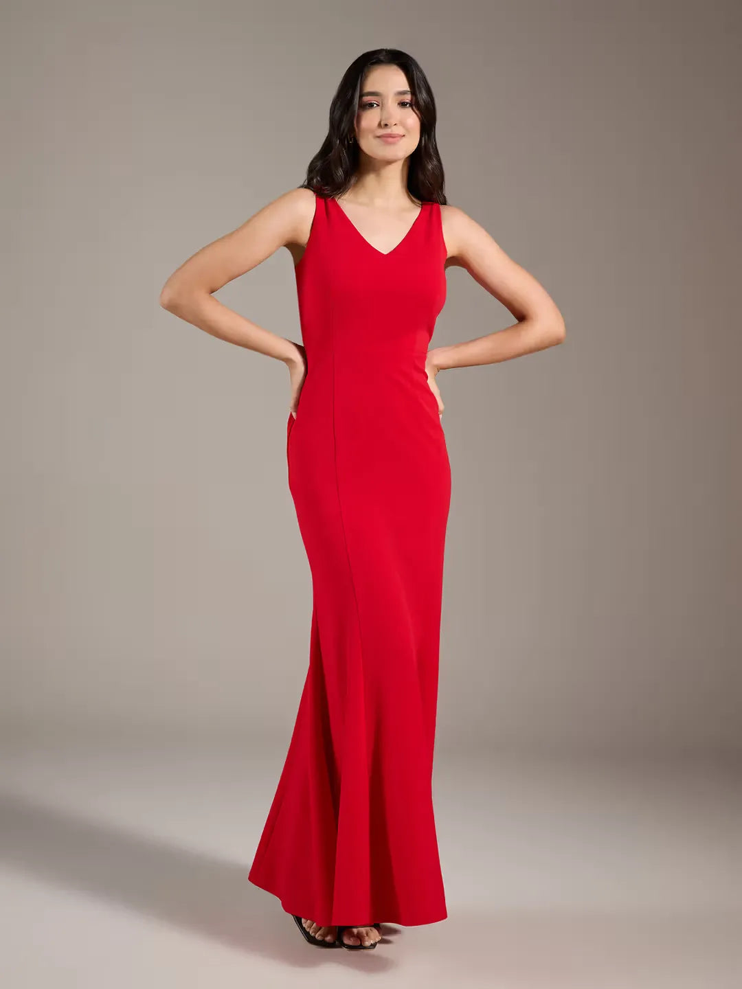 Red Contemporary Fit Maxi Dress By Belleci