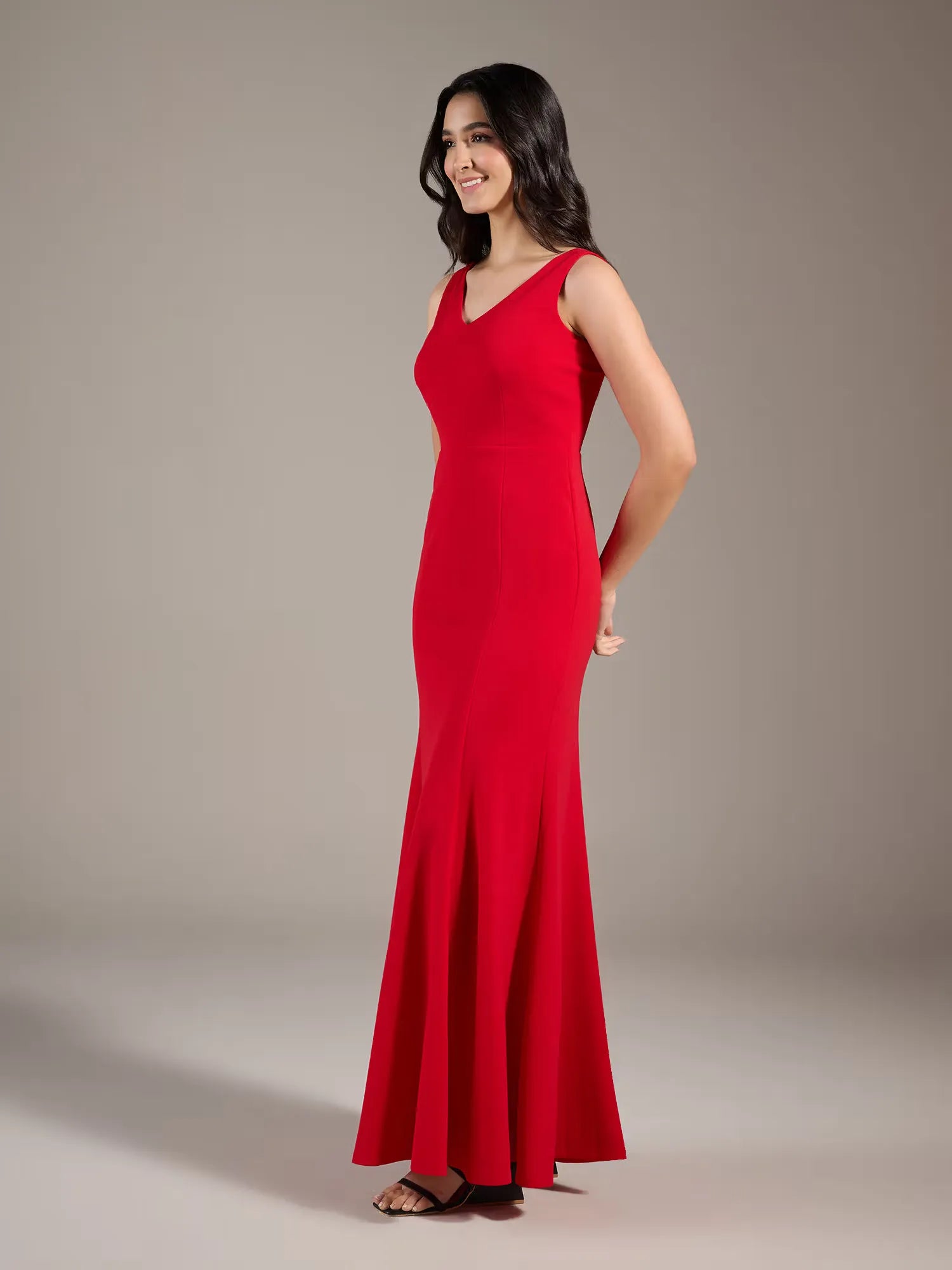 Red Contemporary Fit Maxi Dress By Belleci