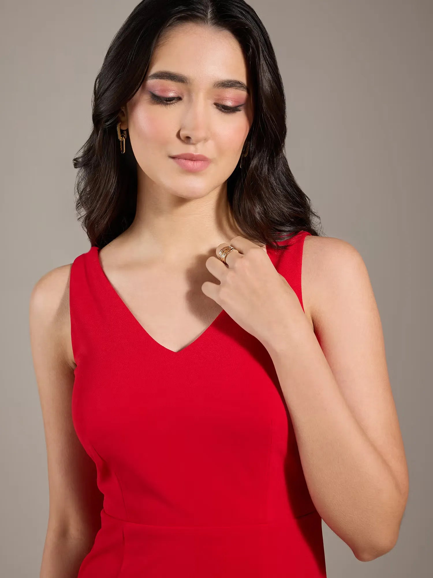 Red Contemporary Fit Maxi Dress By Belleci