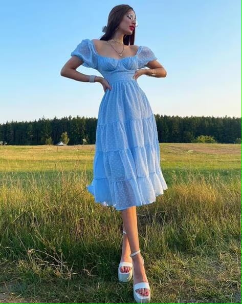 Soft Sky Tiered Midi By Belleci