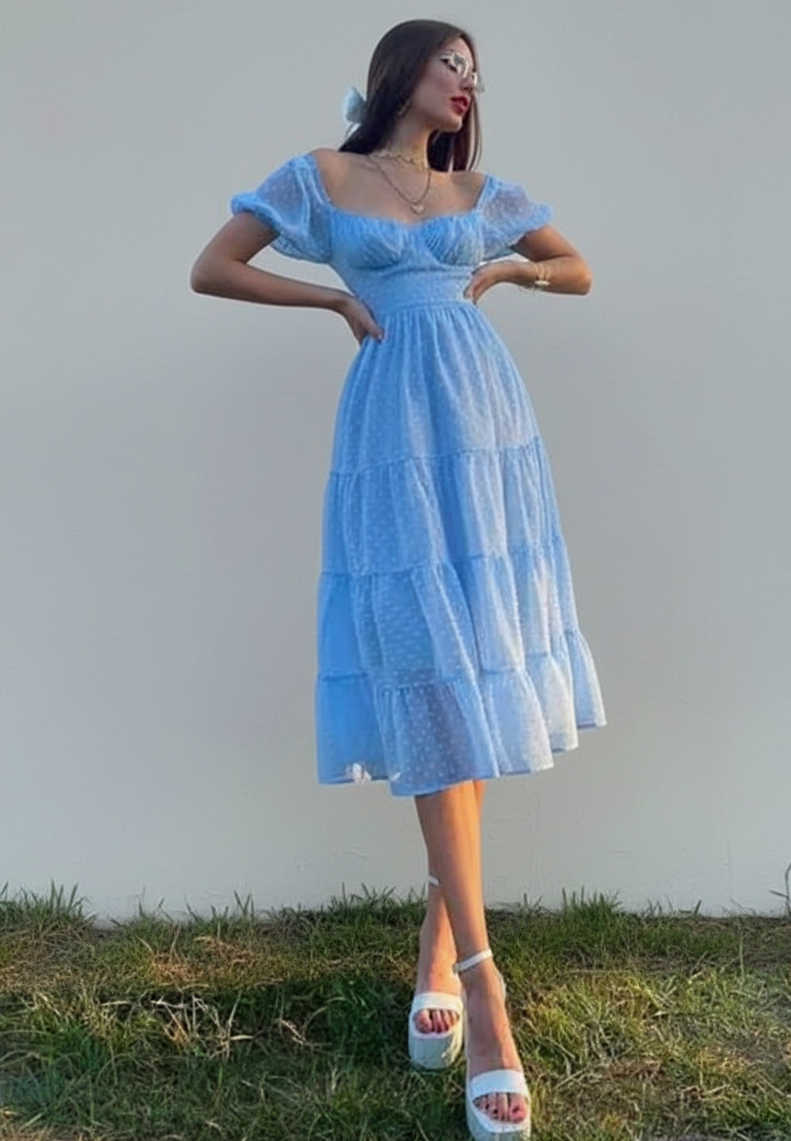 Soft Sky Tiered Midi By Belleci