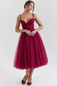 Wine Elegance Tulle Midi Dress by Belleci image 2