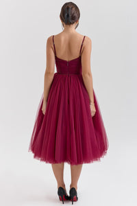 Wine Elegance Tulle Midi Dress by Belleci image 5